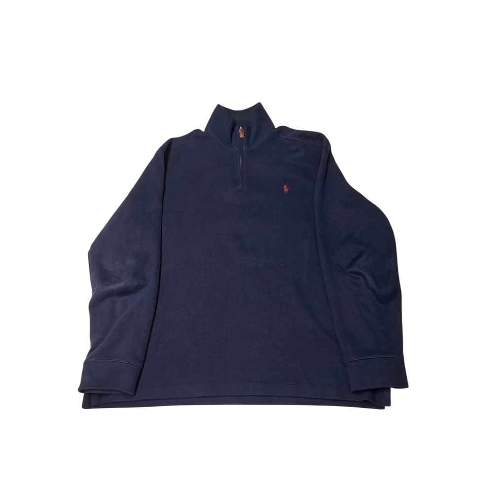 Polo Ralph Lauren Navy Blue 1/4 Zip Fleece Pullover Mens XL Embroidered Pony